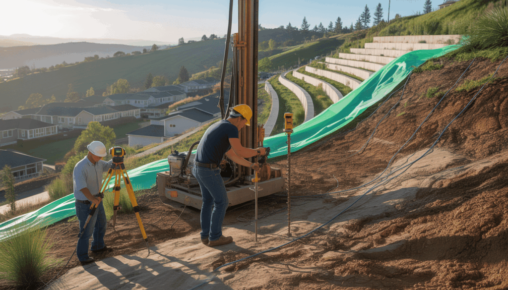 Geotechnical Drilling on Hillside