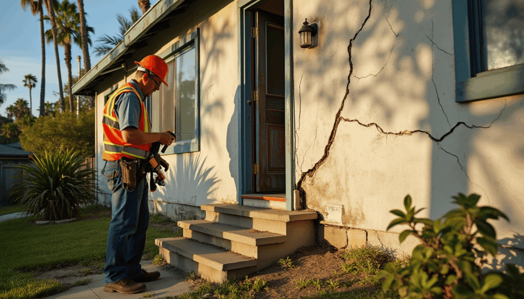 Documenting Severe Stucco Cracks Near Entry Steps