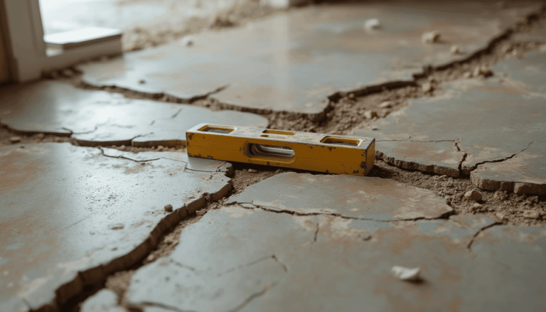 Unlimited Drilling – Uneven Floor Indicating Foundation Settlement