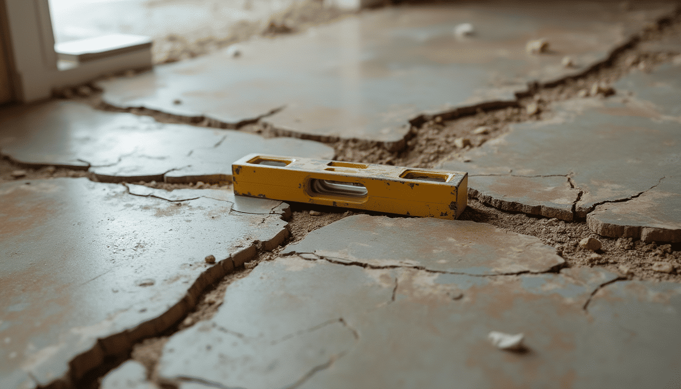 Unlimited Drilling – Uneven Floor Indicating Foundation Settlement