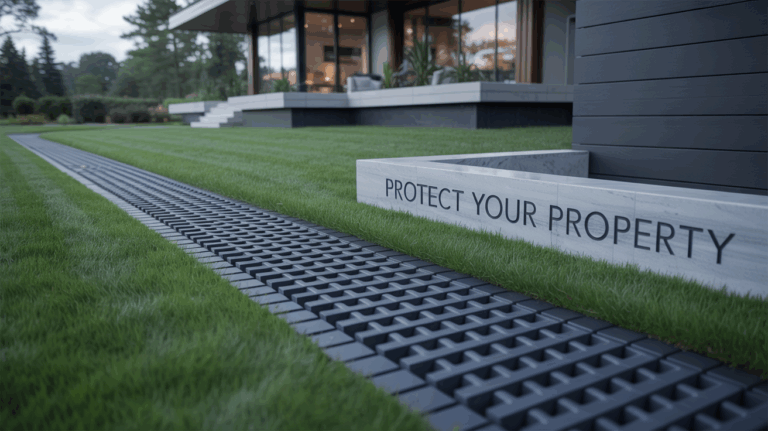 Effective landscape drainage solution protecting property foundation