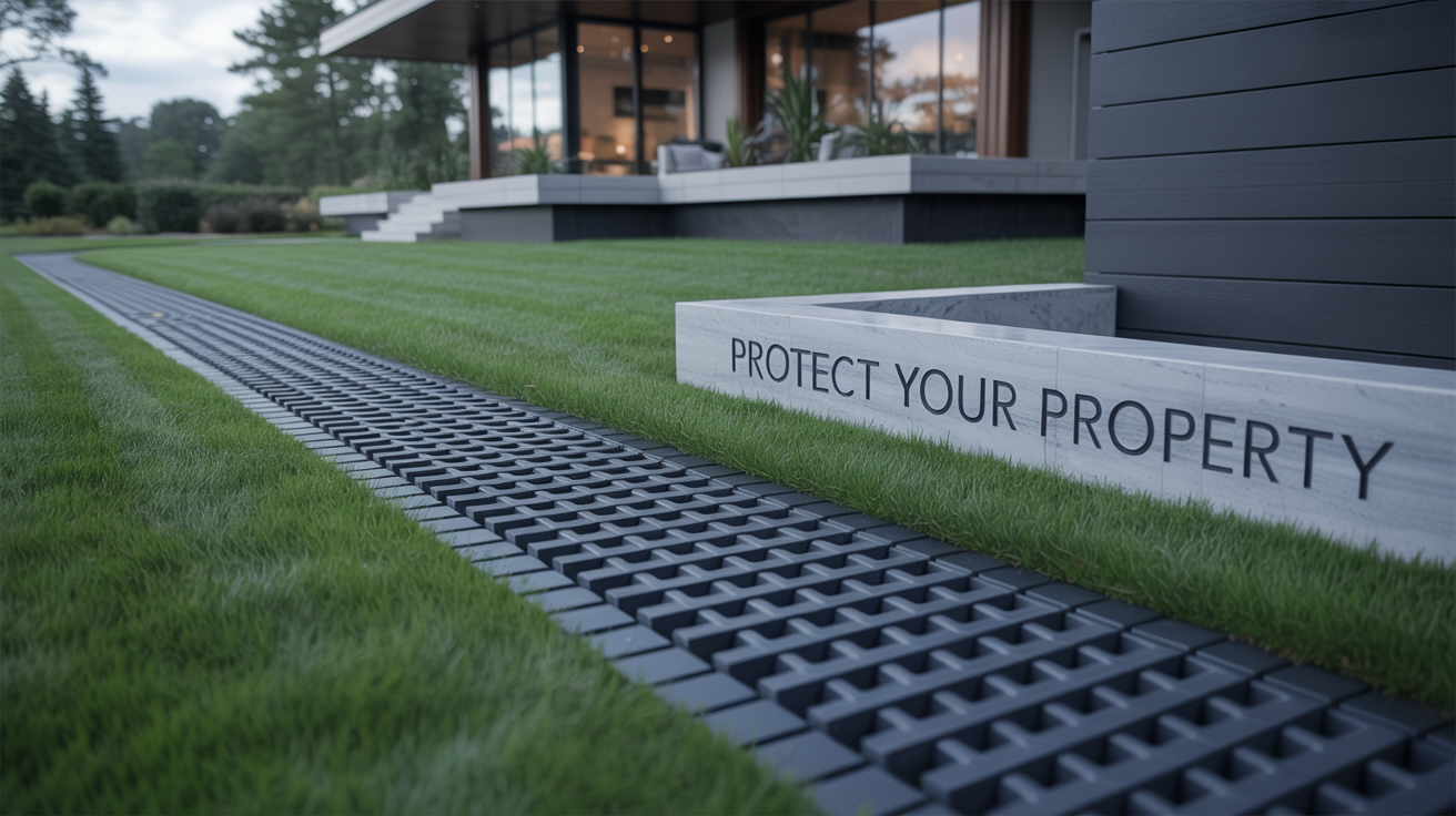 Effective landscape drainage solution protecting property foundation