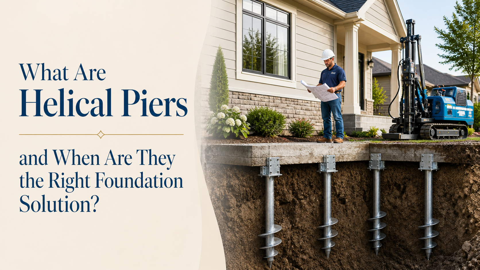 Helical piers in foundation repair