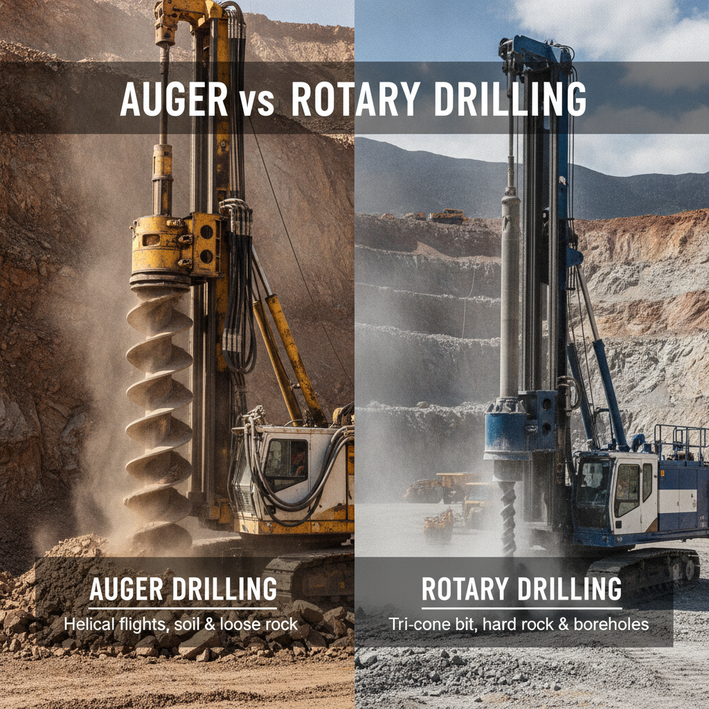 Professional illustration of What's the Difference Between Auger Drilling and Rotary Drilling?