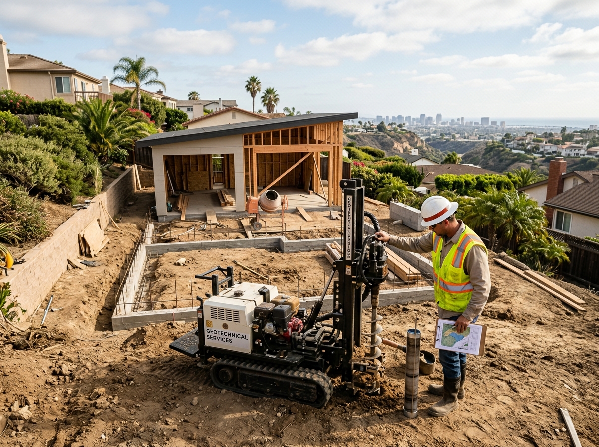 San Diego jurisdictions map showing ADU building permit and geotechnical soils investigation requirements